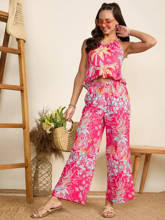 winered-women-pink-print-halter-neck-crop-top-and-pant-co-ord-set