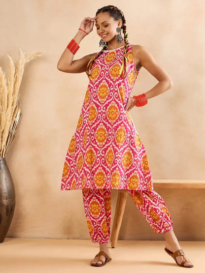 winered-woman-geometric-print-sleeveless-pink-co-ord-set
