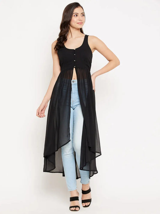 winered-black-tops-for-women-front-opening-high-low-top