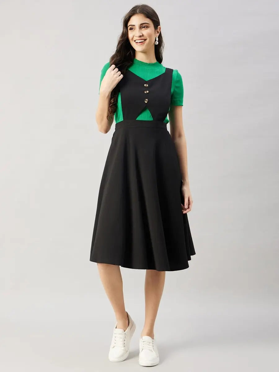 winered-women-black-pinafore-flared-dress