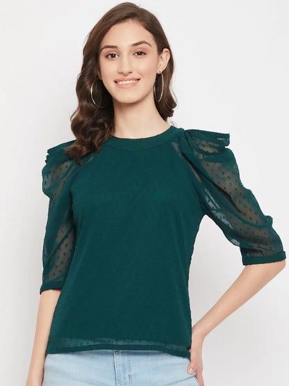 winered-women-green-tunic-top-cowl-sleeve-top