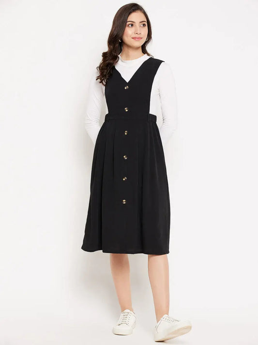 winered-black-solid-dress-for-women-pinafore-dress