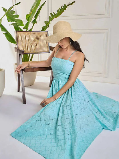 winered-women-sky-blue-schiffli-cut-out-dress