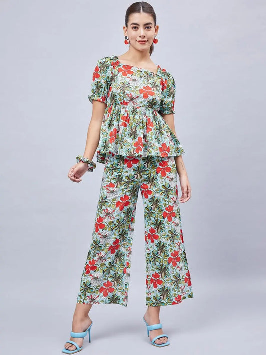 winered-woman-sky-blue-printed-back-tie-up-co-ord-set