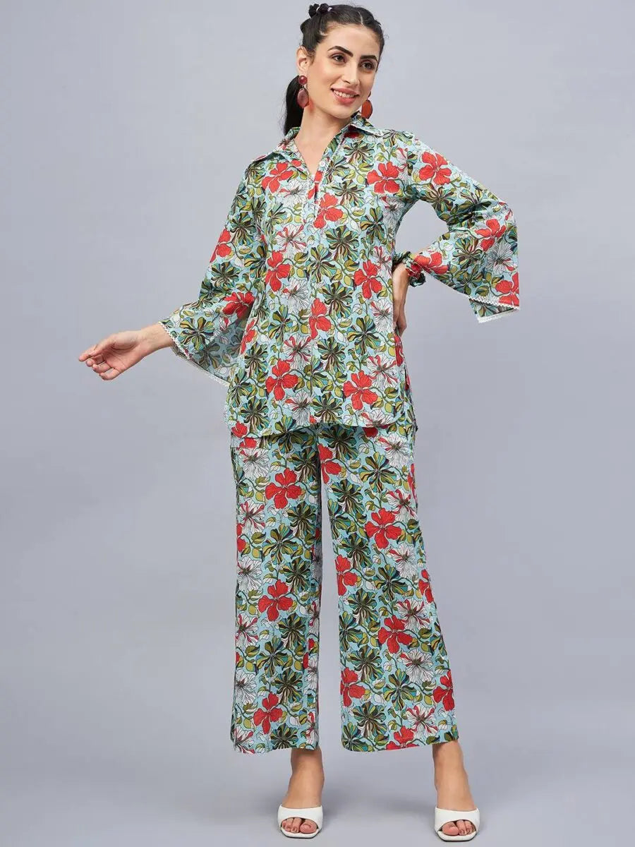 winered-skyblue-womens-cotton-co-ord-sets