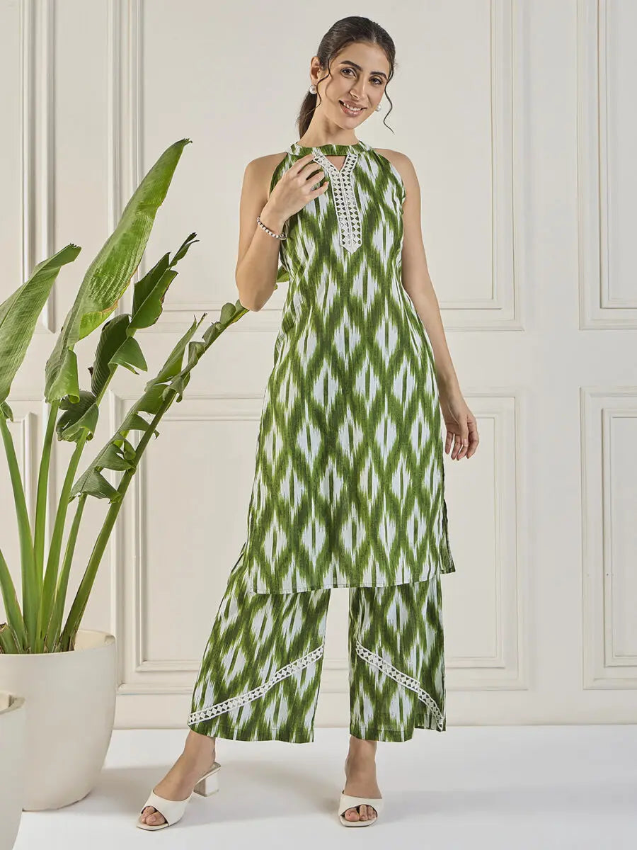 winered-women-green-halter-neck-co-ord-set