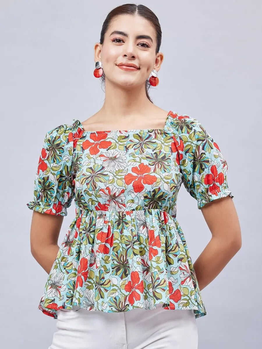 winered-women-sky-blue-printed-back-tie-up-top