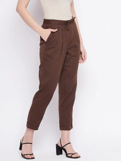 winered-brown-regular-fit-cotton-solid-trouser