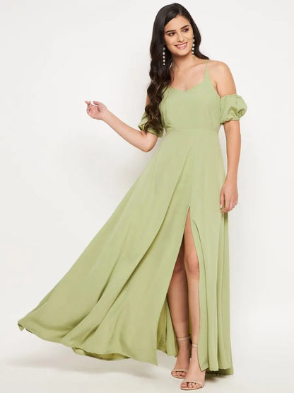 winered-light-green-crepe-long-dress