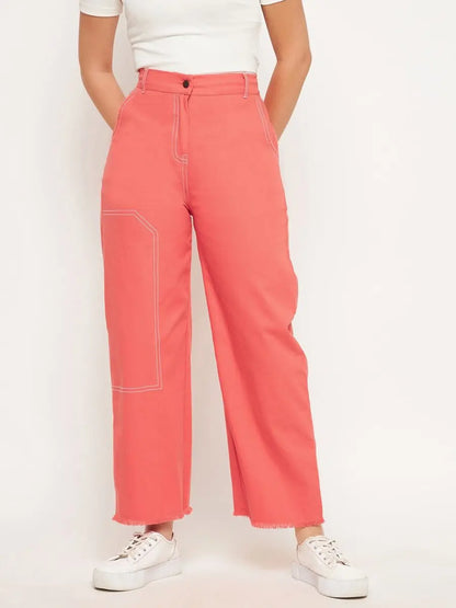 winered-peach-high-rise-straight-trouser