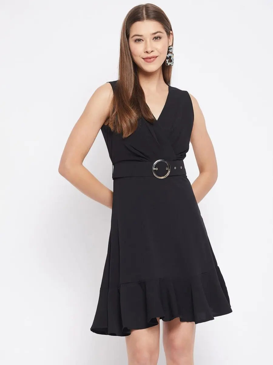 winered-black-fit-and-flare-crepe-solid-dress