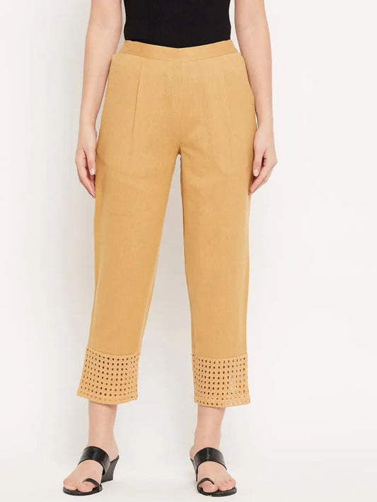winered-beige-cotton-trouser-for-women