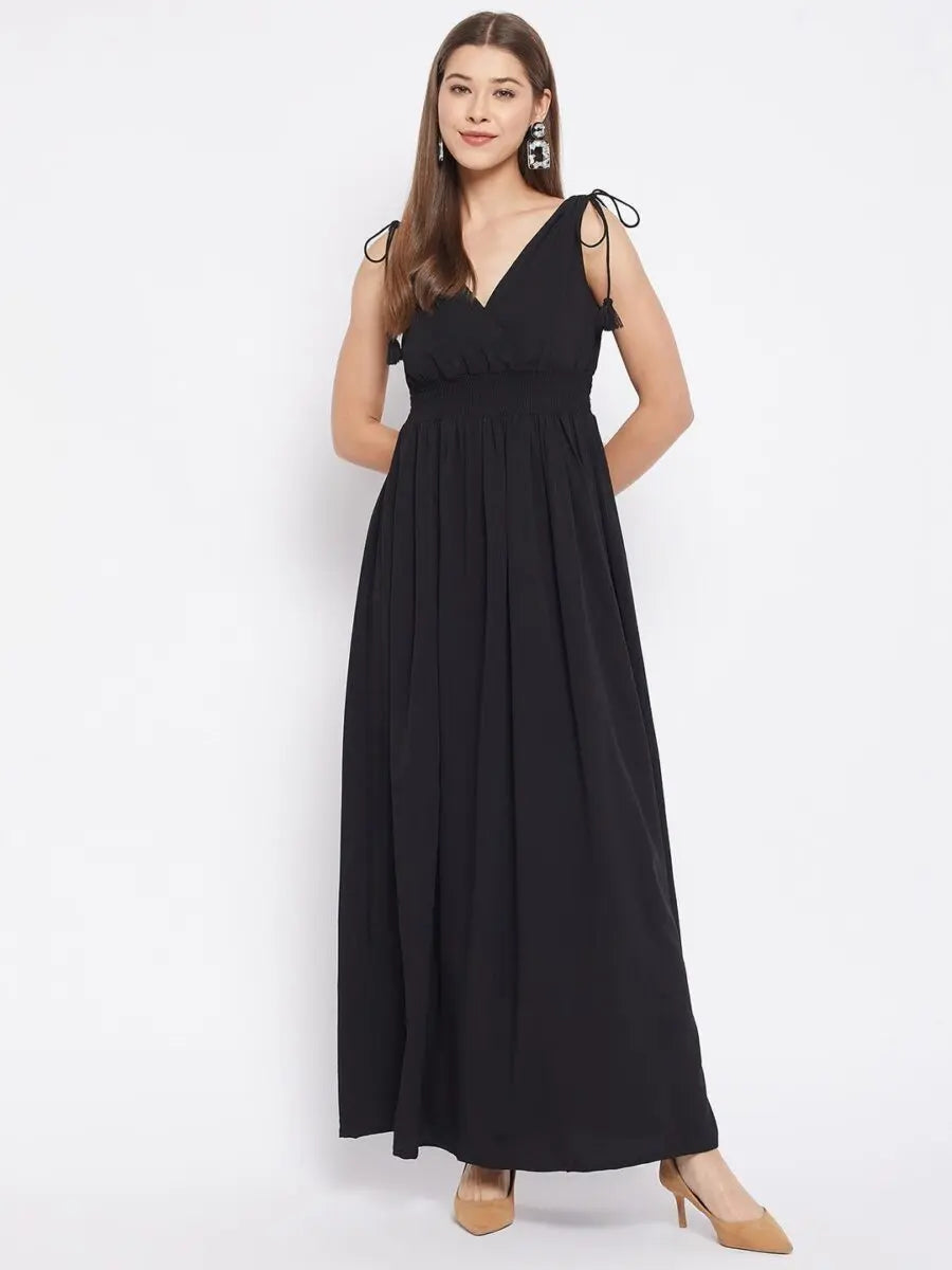 winered-black-solid-maxi-dress