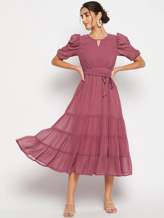 Woman Tier Bottom Solid georgette Dress