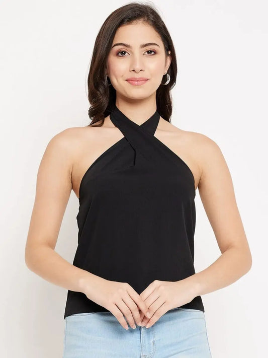 winered-black-halter-neck-top