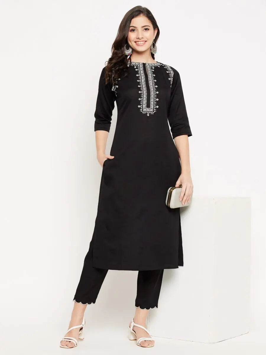 winered-black-cotton-embroidered-kurta-and-pant-set