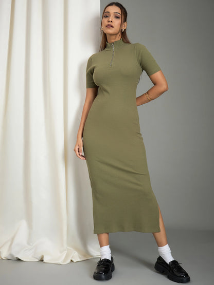 Women High Neck Knitted Sheath Dress