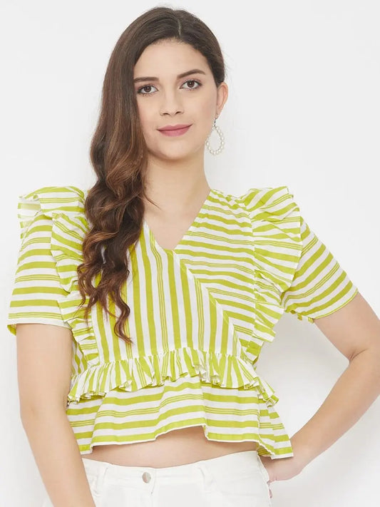 winered-green-cotton-striped-top