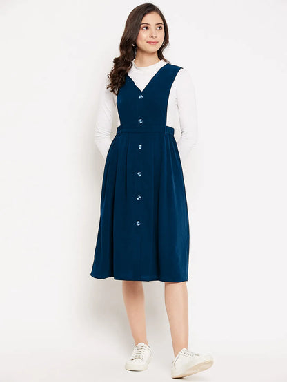 winered-women-blue-solid-pinafore-dress-with-button