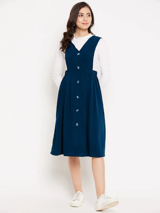 winered-women-blue-solid-pinafore-dress-with-button
