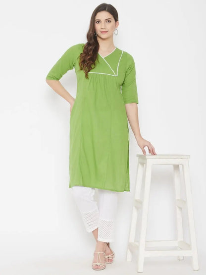 winered-green-straight-pure-cotton-solid-kurta