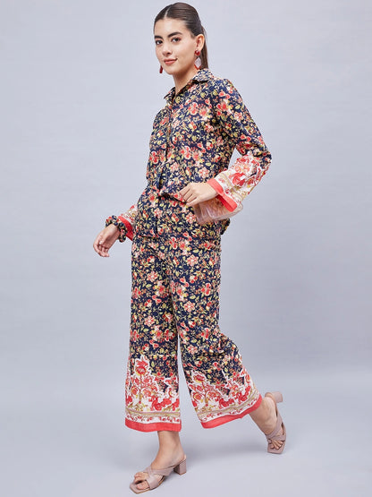 winered-women-navy-blue-border-print-co-ord-set