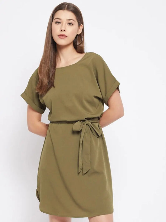 winered-green-sheath-crepe-solid-dress