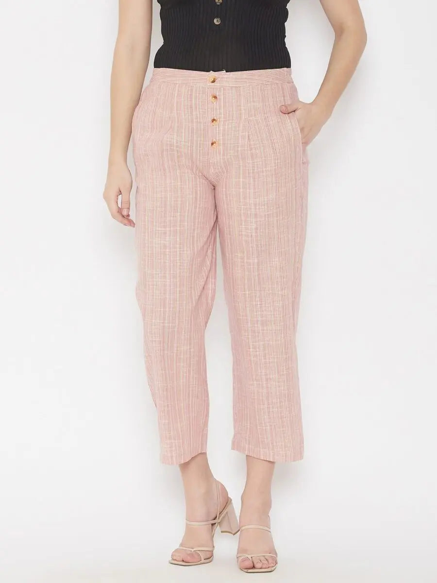winered-pink-regular-fit-cotton-texetured-trouser