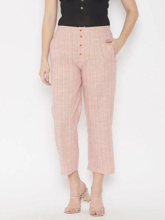 winered-pink-regular-fit-cotton-texetured-trouser