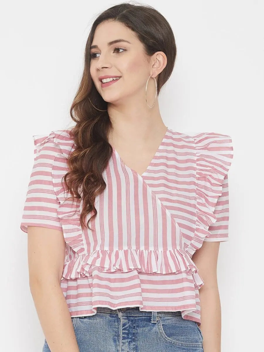 winered-pink-cotton-striped-top