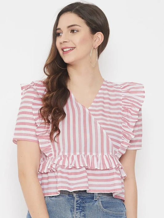 winered-pink-cotton-striped-top