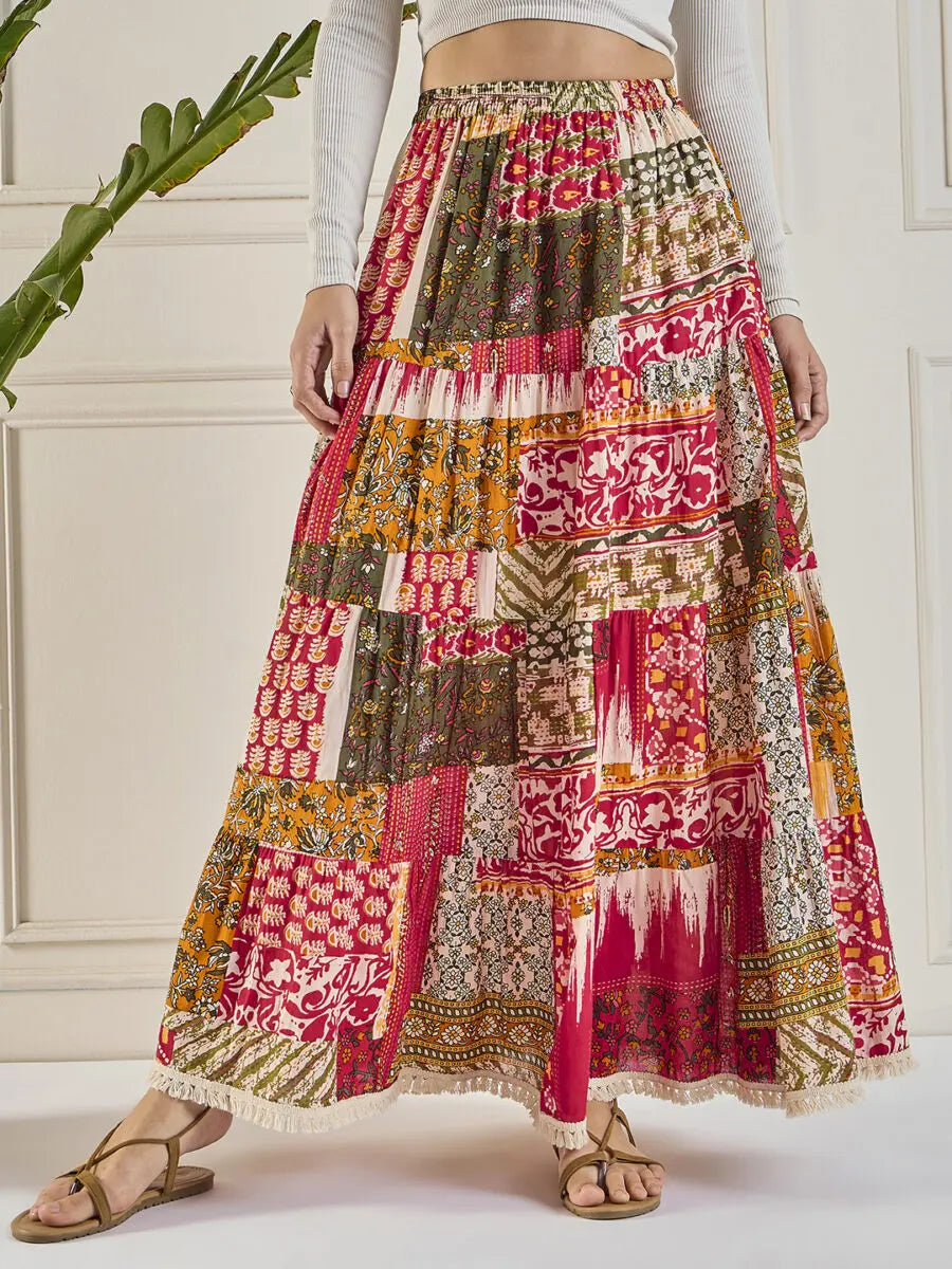 winered-women-longline-tiered-skirt