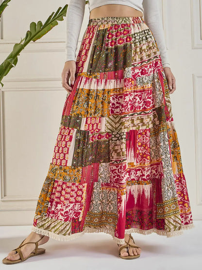 winered-women-longline-tiered-skirt