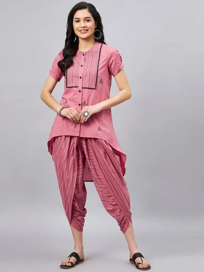 winered-hi-low-set-of-dhoti-kurta-for-women