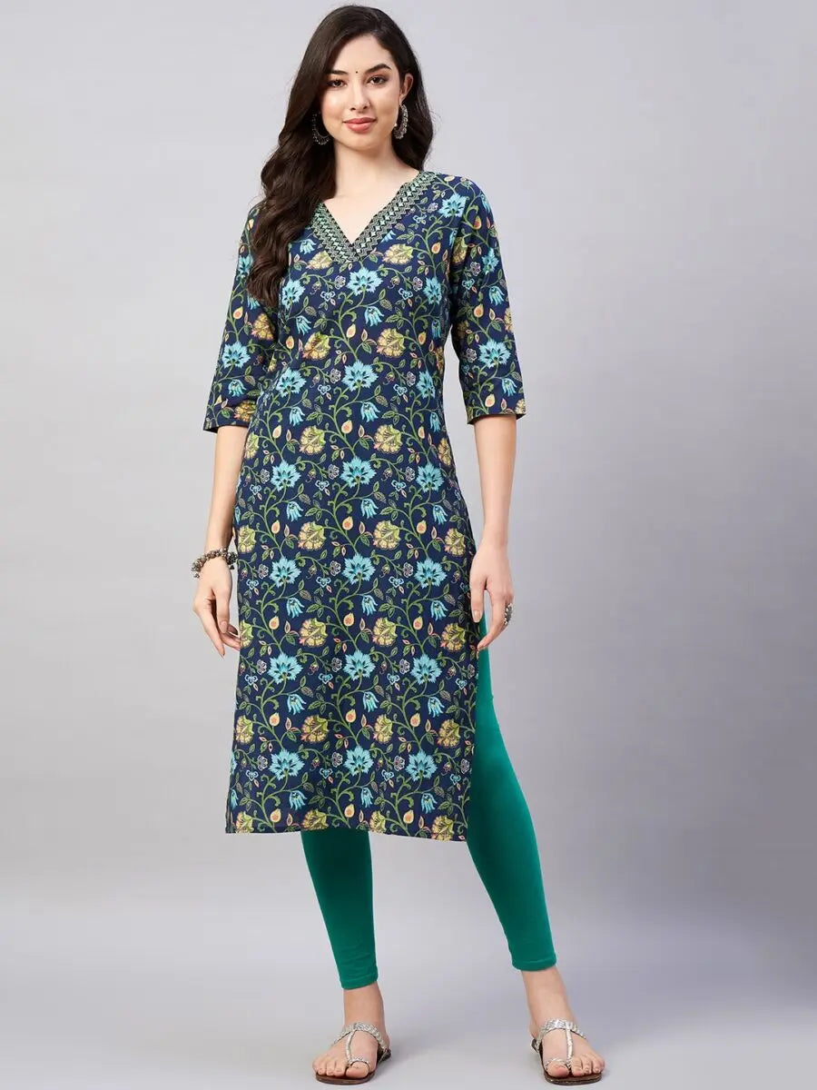 winered-kurtas-best-design-color-floral-print-v-neck-embriodered-kurta