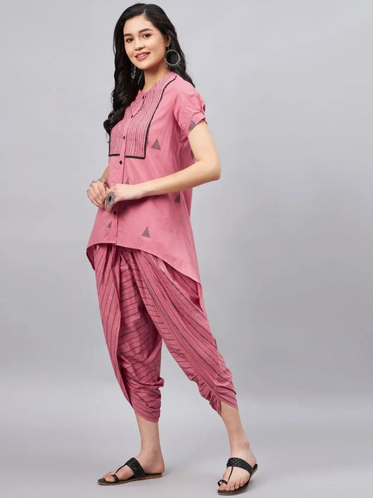 winered-hi-low-set-of-dhoti-kurta-for-women