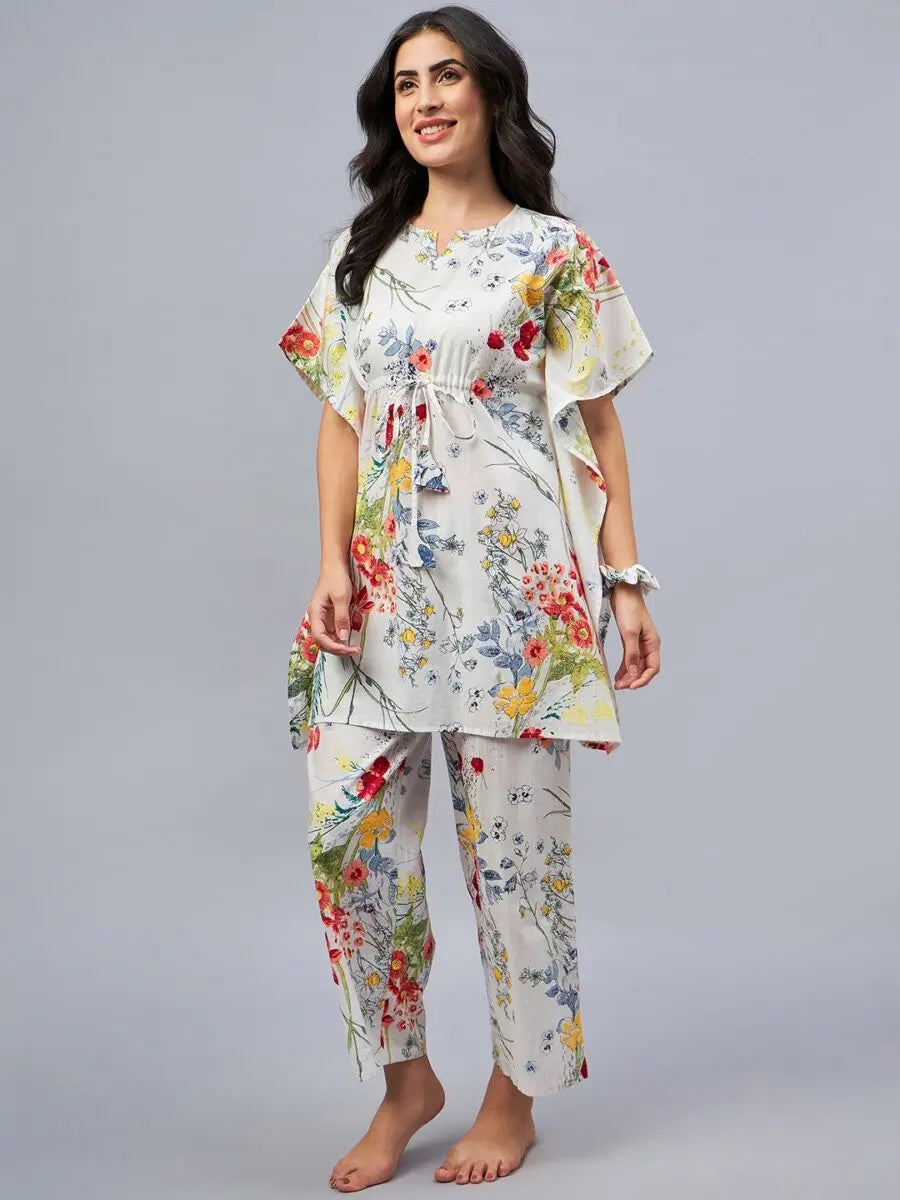 winered-women-white-floral-print-kaftan-night-suit-set-for-women