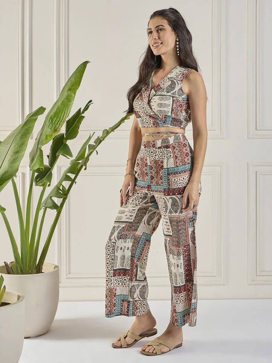 winered-women-overlaped-lapel-collar-co-ord-set