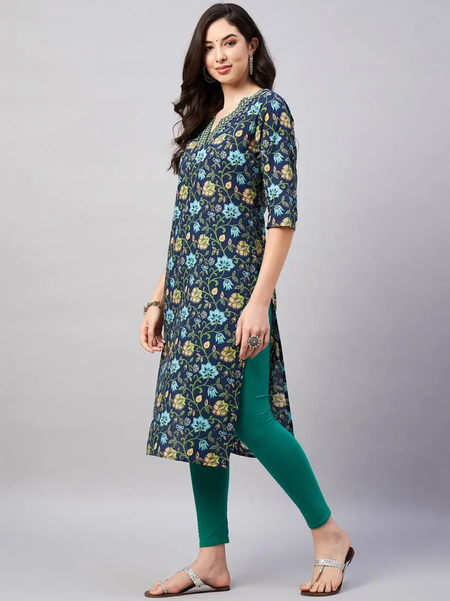 winered-kurtas-best-design-color-floral-print-v-neck-embriodered-kurta