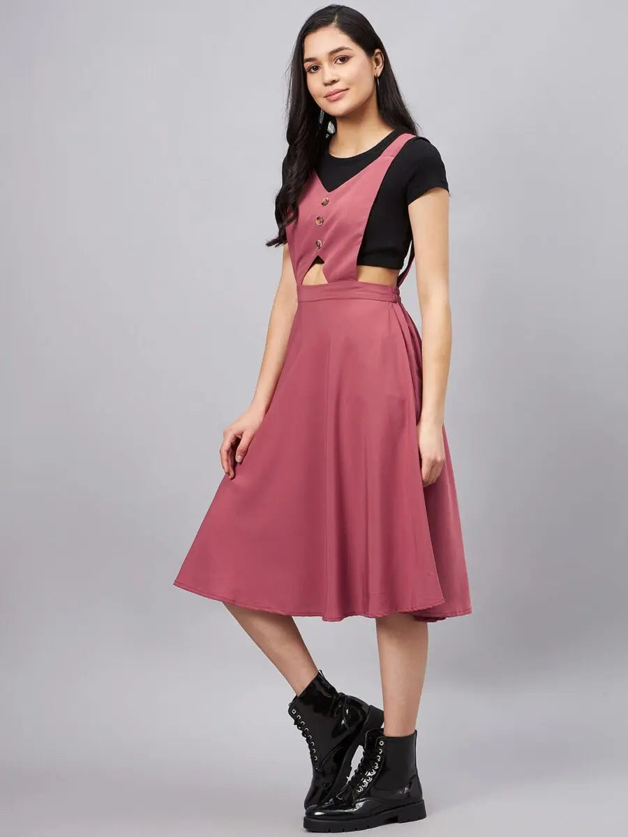 winered-women-pink-pinafore-flared-dress