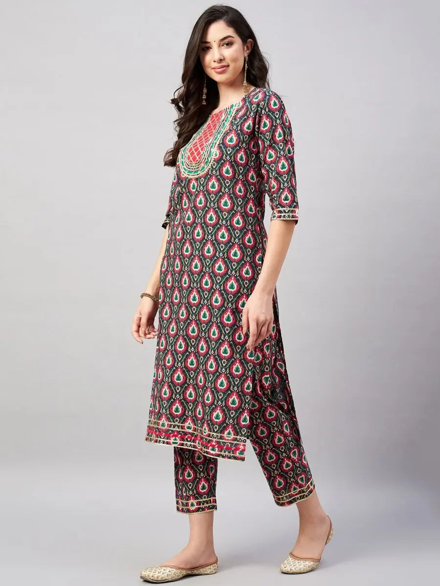 winered-woman-blue-kurta-for-women-online-patch-gota-detailing