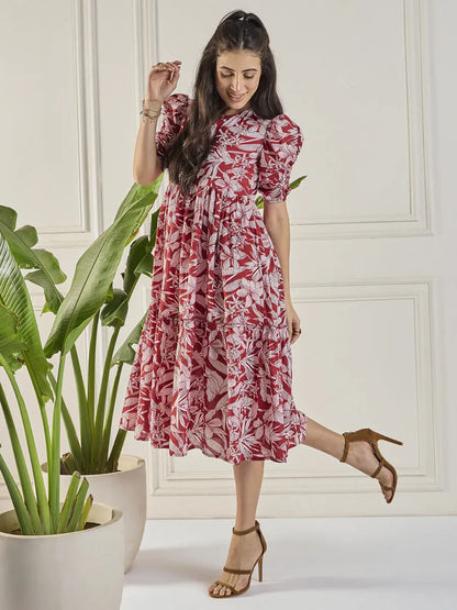 winered-women-maroon-calf-length-tiered-dress