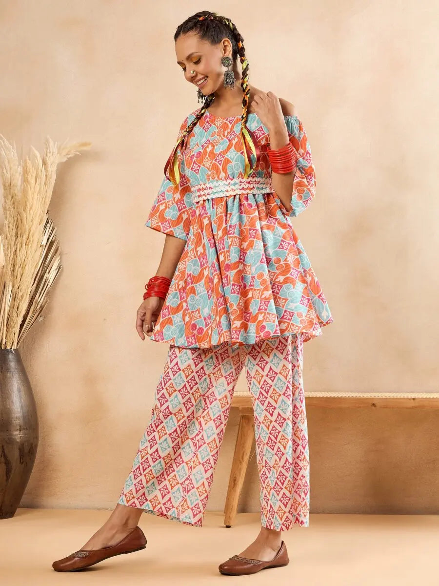 winered-woman-one-shoulder-geometric-print-co-ord-sets