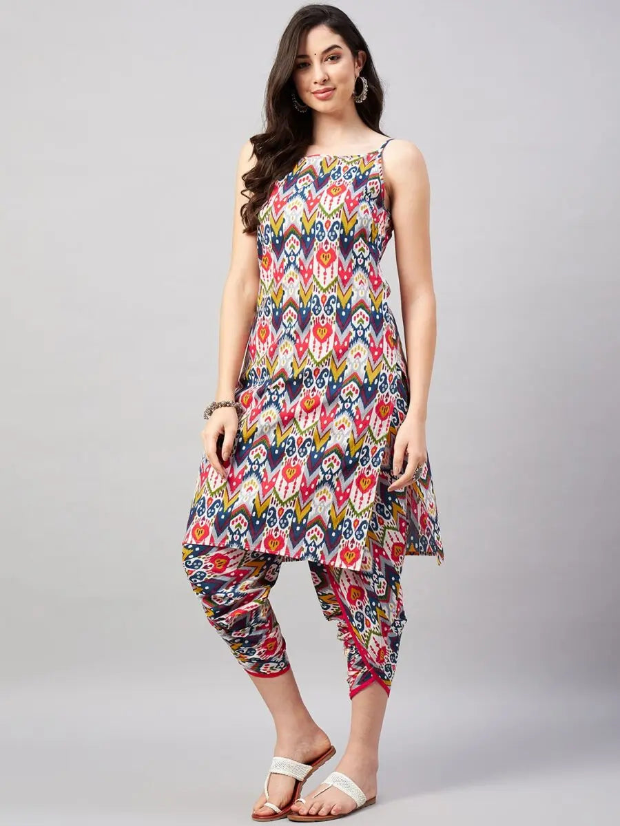 winered-woman-multi-coloured-print-strap-kurta-dhoti-co-ord-set