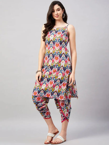 winered-woman-multi-coloured-print-strap-kurta-dhoti-co-ord-set