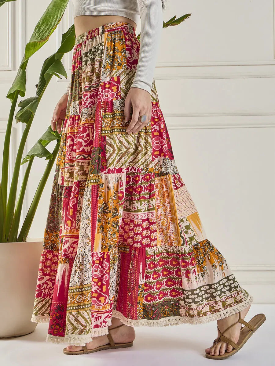 winered-women-longline-tiered-skirt