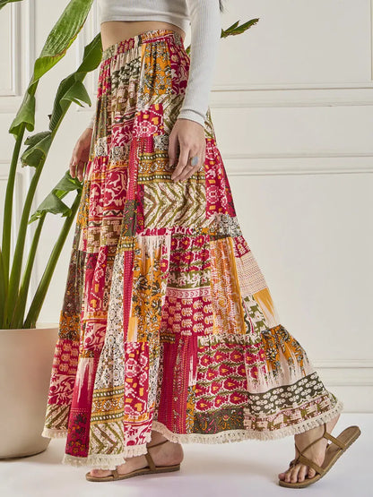 winered-women-longline-tiered-skirt