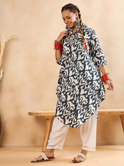 white-blue-ikat-print-oversized-pant-and-tunic-co-ord-set