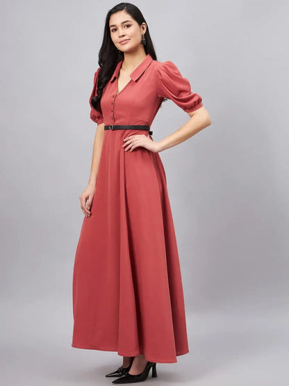 winered-women-pink-dress-with-belt