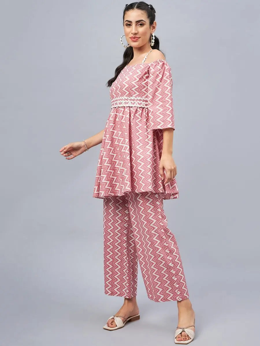 winered-woman-one-shoulder-chevron-ethnic-womens-co-ord-sets